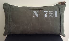 Coussin Militaria Chanvre N 751 Cuir Vintage Coussin Sac