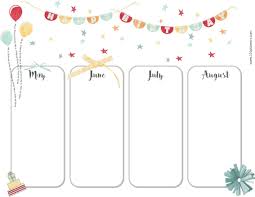 Birthday Calendar Template