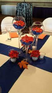 Blue And Orange Centerpiece Orange Wedding Decorations Orange Centerpieces Blue Wedding Centerpieces