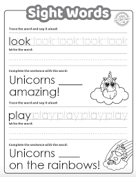 Click a sight words picture below for the printable sight words worksheets. Unicorn Sight Words Coloring Page Makes Reading Easier