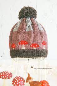 Jiajia Doll Hand Knit Red Mushroom Twist Pompom Hat Coffee Fall Fashion Autumn Fashion For Adults Or Baby Or Children Knitting Yarn Hats Hand Knitting