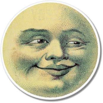Amazon.com: Moon Face Smile Vintage Illustration Sticker, 4 in | For Car, Window, Bumper, Laptop, Waterproof Vinyl Decal : Sports & Outdoors
