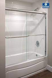 Oasis Standard Tub Bypass Slider 3 8 Tempered Safety Glass And Clean Track Technology For Easy Cleaning And A Glass Tub Glass Barn Doors Sliding Shower Door