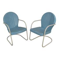 Art Deco Style 1940 S Vintage Pair Metal Patio Lawn Chairs In 2020 Patio Lawn Chairs Lawn Chairs Metal Patio Chairs