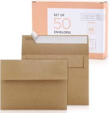 We carry a6 envelopes in a wide array of colors and basis weights. Amazon Com Sweetzer Orange A6 Envelopes For 4x6 Cards 50 With Box Brown Envelopes Self Seal Luxury 150gsm Plain Kraft Envelopes For Greeting Card Envelopes Invitation Envelope And Postcard Envelopes