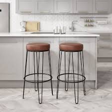 We did not find results for: Set Of 2 Tan Faux Leather Hairpin Bar Stools 73cm Tara Furniture123