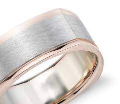 Matte Two Tone Eurofit Wedding Ring In 14k White And Rose Gold 8mm Blue Nile Wedding Rings Rings Mens Wedding Bands