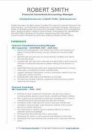 They might also provide investment, tax, and insurance advice. Financial Consultant Resume Samples Qwikresume
