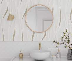 Papier peint trompe loeil salle de bain papier peint toilette. 4 Murs Selection Des Plus Beaux Modeles De Papier Peint 2020 Round Mirror Bathroom Bathroom Mirror Home Decor