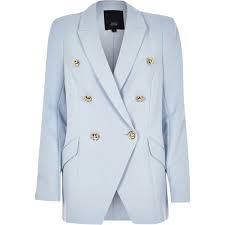 Light Blue Double Breasted Tux Jacket Women Clothes Sale Double Breasted Jackets