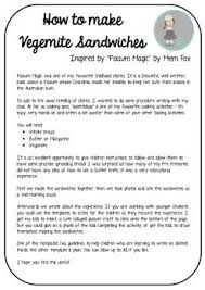 Possum Magic How To Make Vegemite Sandwiches Template Possum Magic Procedural Writing Mem Fox Books