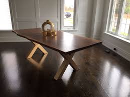 Live Edge Black Walnut Dining Table With Gold Legs Live Edge Dining Table Live Edge Dining Room Dining Table With Bench
