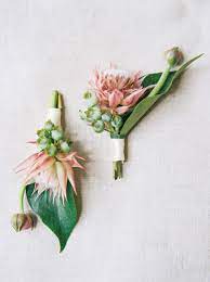 Pin By Christine Beaumanoir On Clementine Boutonnieres Boutonniere Wedding Protea Wedding Bridal Bouquet