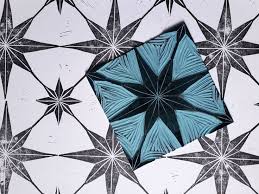 New Christmas Star Tile Style Lino Print Lino Linoprint Star Stamp Stampmaking Printmaking Christmas Linocut Prints Lino Print Print Christmas Card