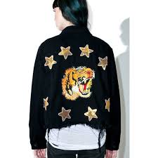 Tiger Applique Denim Jacket 80 Liked On Polyvore Featuring Outerwear Jackets Embroidered Jean J Embroidered Denim Jacket Embroidered Jean Jacket Jackets