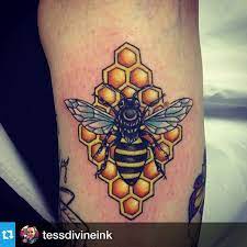 Bee Tattoo Done By Tessdivineink At Halloweentattoobash In Wolverhampton Bee Tattoo Tattoos Body Art Tattoos