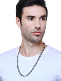 GoldNera Pack of 2 Black and Silver Ball Chain For Boys Black Silver,  Titanium, Silver Plated Alloy Chain Price in India