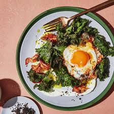 Turmeric Eggs With Kale Yogurt And Bacon Recipe Turmeric Recipes Bacon Recipes Food