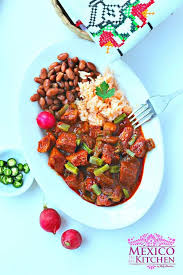 Cook onion, garlic, cumin, and oregano in oil in a large heavy saucepan over moderately low heat, stirring, 2 minutes. Chile Colorado With Pork And Nopales Authentic Mexican Recipe