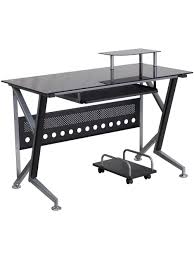 Kingso small computer desk 39 study writing table for home office, black modern desk laptop desk sturdy work table pc wood computer table with black metal frame(black). Flash Furniture Contemporary Glass Computer Desk Black Office Depot