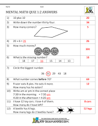 2nd grade math quiz draft. First Grade Mental Math Worksheets