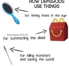 Hitting The Lord Titan In The Eye With A Blue Hair Brush Percy Jackson Memes Percy Jackson Funny Percy Jackson