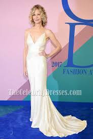 Meg Ryan Champagne Spaghetti Straps Sequins Mermaid Dress 2017 CFDA Fashion  Awards