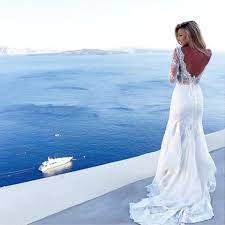 Pnina Tornai Lace Wedding Dress Santorini Greece Klienfeld Wedding Dresses Wedding Dresses Wedding Dresses Lace