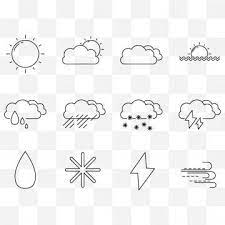 Weather Set Icon Design Outline Set Icons Included As Sun Rain Sunset Snow Thunder And Wind Sun Icons Weather Icons Wind Icons Png And Vector With Transparen Weather Icons Icon Design