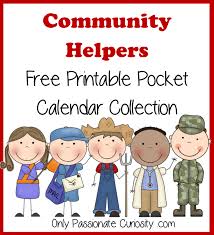 community helpers pocket chart calender cards july