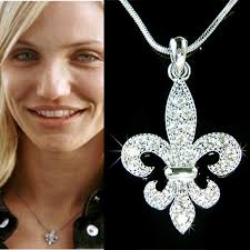 Swarovski Crystal Fleur De Lis Necklace Lys Paris France Iris Lily Flower  Flag Jewelry Mothers Day Wife BFF Christmas 30th Birthday Gift New