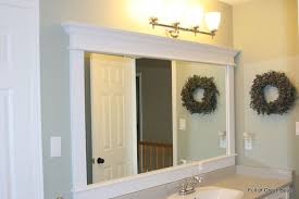 How To Frame A Builder Grade Mirror I Need This In Both Bathrooms This Is Exactly What I Have Large Bathroom Mirrors Bathroom Mirror Frame Diy Vanity Mirror