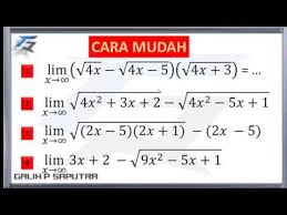 Contoh limit tak hingga bentuk akar. Limit Aljabar Tak Hingga Bentuk Akar Tipe Ke 3 Soal Un Dan Utbk Youtube