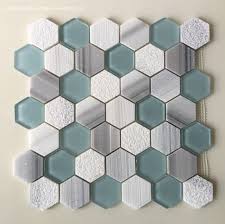 Glass tiles are also available in colors and patterns not normally found in other tiles. Mixed Marmara Equator White Marble Green Glass Mosaic Tiles Hexagon Pattern For Hotel Bathroom Kitchen Wall Backsplash China Bathroom Tile Wall Tile Made In China Com