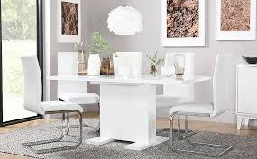 Yaheetech dining chairs high back pu leather dining room chairs upholstered dining side chairs with metal legs home kitchen furniture modern set of 2, white. Osaka White High Gloss Extending Dining Table With 4 Perth White Leather Chairs Furniture And Choice