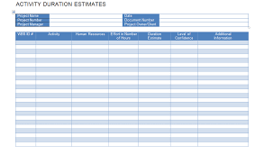 download activity duration estimates for project management schedule template templates business plan free gantt chart research proposal excel