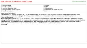 School Bus Monitor Cover Letter