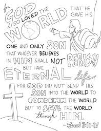 John 316 coloring page with all the words. Bible Coloring Sheets And Printables For Kids Teach Sunday School