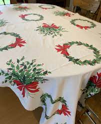 Pin On Vintage Christmas Tablecloths On Etsy