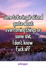 Some Trite Inspirational Quote About Overcoming Things Or Some Shit I Don T Know Fuck Off