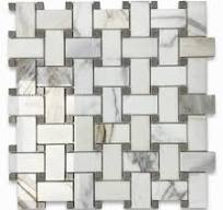 Calacatta Gold Marble 1x2 Basketweave Mosaic Tile w ...