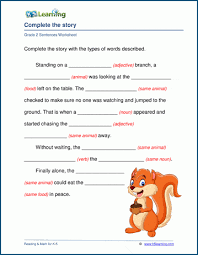 Understanding different writing elements, comprehension and analysis of literary text and drawing conclusions. Grade 2 Grammar Worksheets K5 Learning
