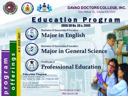 In this education, we clear the basic concepts of maths, english, science, history, geography and computer. Bachelor Of Secondary Education Davao Doctors College Inc