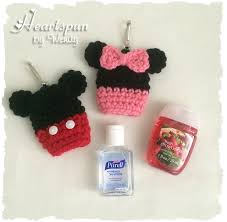 Worked in one piece from tentacles up, this little keychain cozy is a. Ravelry Mickey And Minnie Mouse Hand Sanitizer Holders Pattern By Wendy Connor