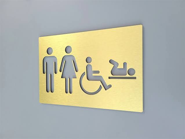 Cartel del baño familiar. Baño accesible para discapacitados con cambiador de bebés. Todo el letrero de baño de género. Inodoro unisex familiar. WC. - Etsy España