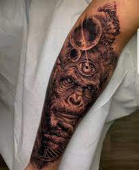 Planet of the apes tattoo. Evolution Stoned Ape Theory By Derek Dereksan At Closed Casket Custom Tattoos Ajax Ontairo Tattoos