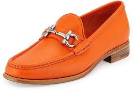 Salvatore Ferragamo Mason Leather Gancini Loafer Orange Shopstyle Flats Loafers Leather Loafers Leather