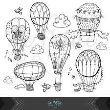 cute hand drawn hot air balloon clip art doodle balloons nursery clipart instant download png and eps vector how to draw hands coloring coloriage de bois cerf youtube