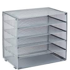 It has spots for storing everything from pens and pencils, to scissors and paper clips. 5 Tier Desk File Organizer With Metal Mesh Paper Letter Trays For Home Office Walmart Com Walmart Com