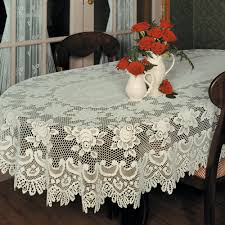 Heritage Lace Rose Oval Ecru White Polyester Tablecloth Table Cloth Table Linens Oval Tablecloth